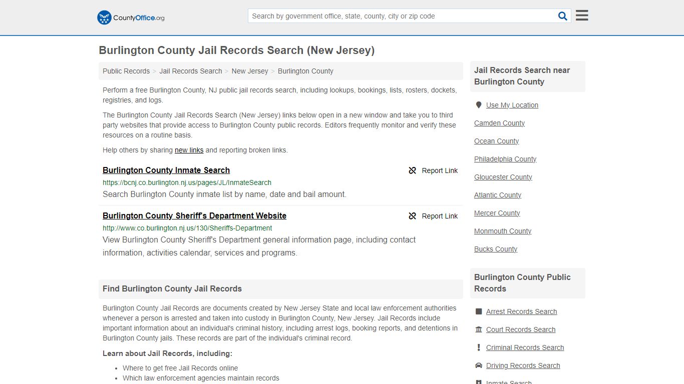 Burlington County Jail Records Search (New Jersey) - County Office